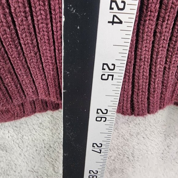 Mens H&M L.O.G.G. Burgundy Sweater Jacket Full Zip 100% Cotton Ribbed Knit L - Picture 11 of 12